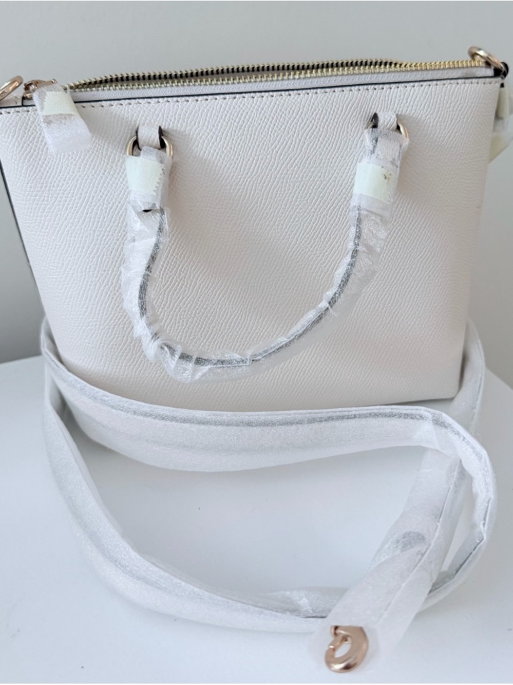 Coach Cream Pebbled Leather Mini Satchel with Gold Hardware - Picture 2 of 5